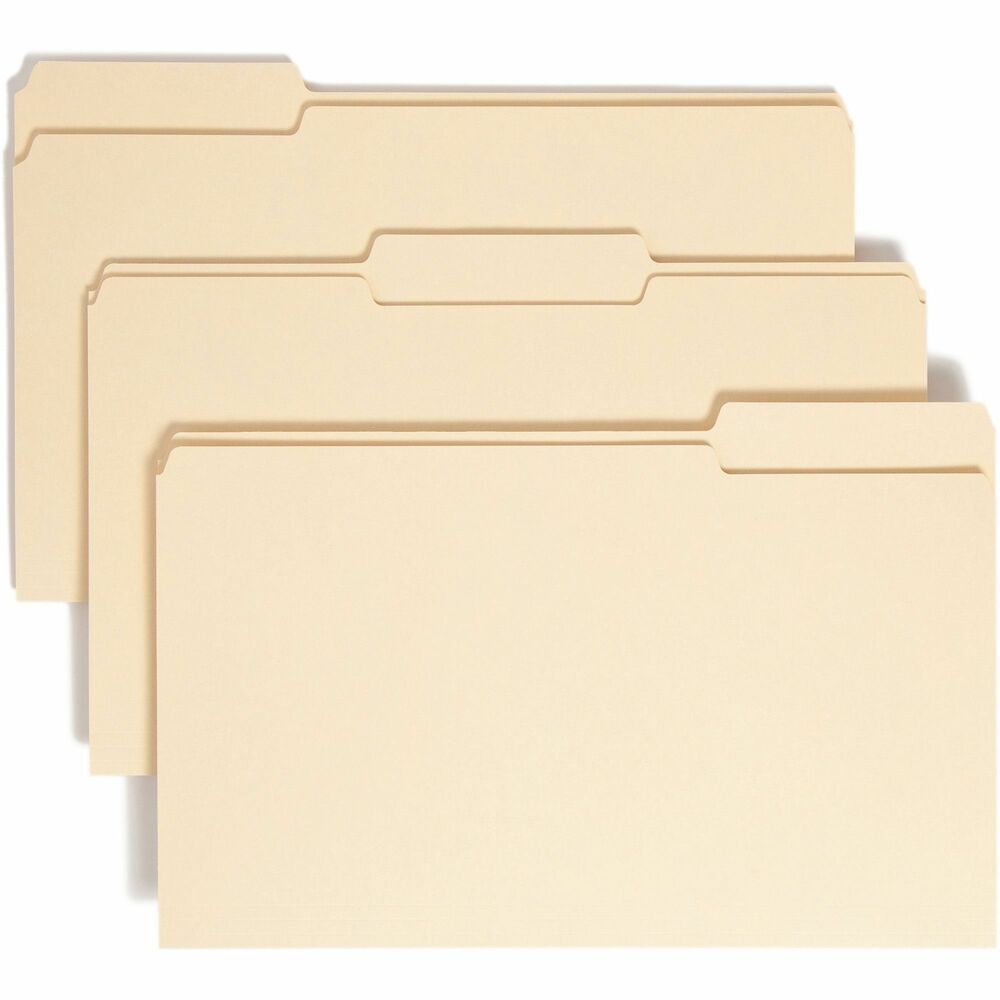 Image of Smead File Folder,Legal,11 Pt,1-Ply,1/3 Cut Ast Tab,100/BX,Manila