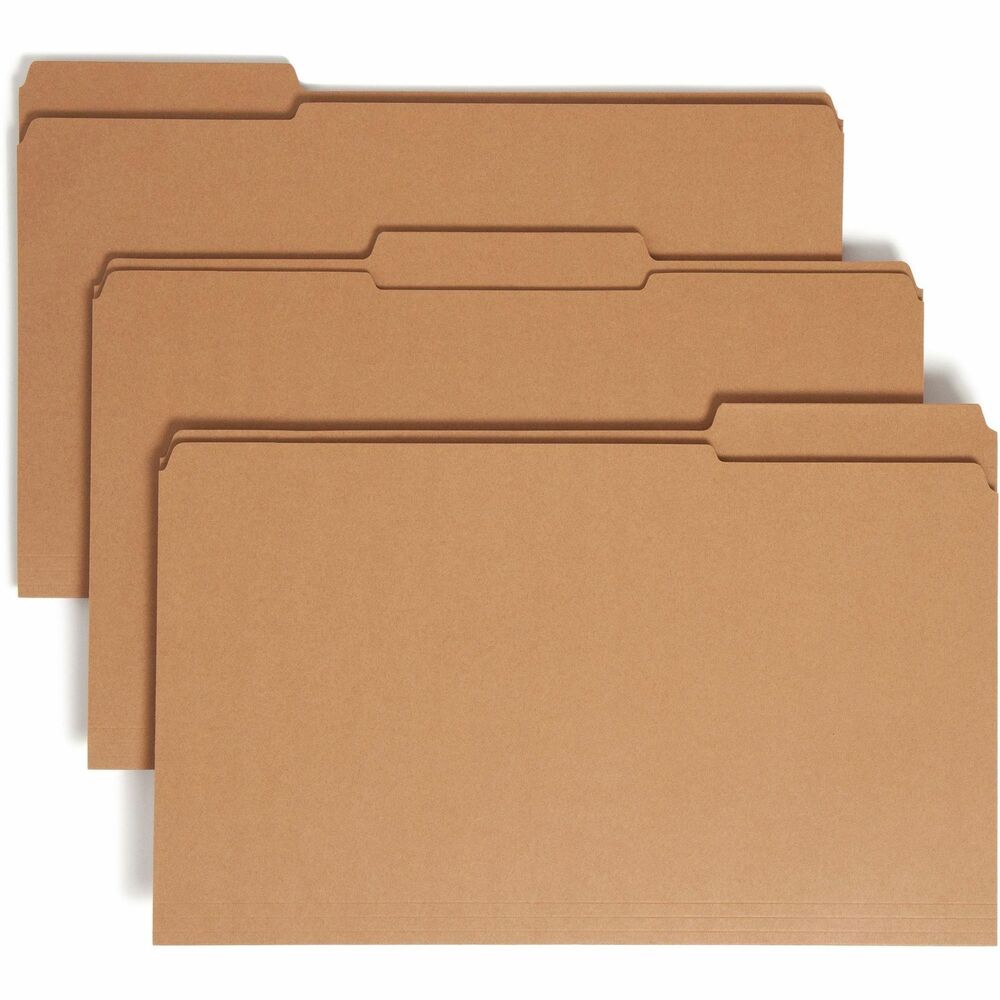 Image of Smead Folder, 11 Point, 2-Ply, 1/3 Ast Tab Cut, Lgl, 100/BX, Kraft