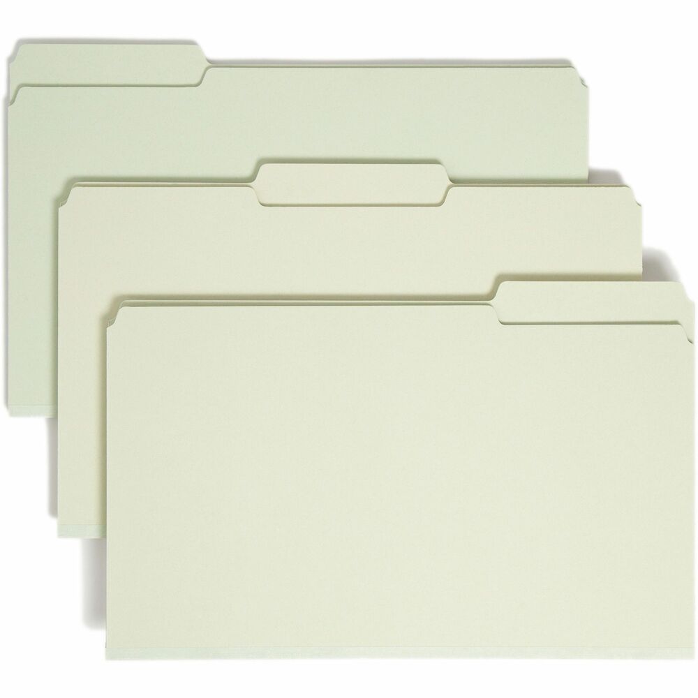 Image of Smead Pressboard Folders,1/3 Tab Cut,1" Exp,Lgl,25/BX,Gray Green