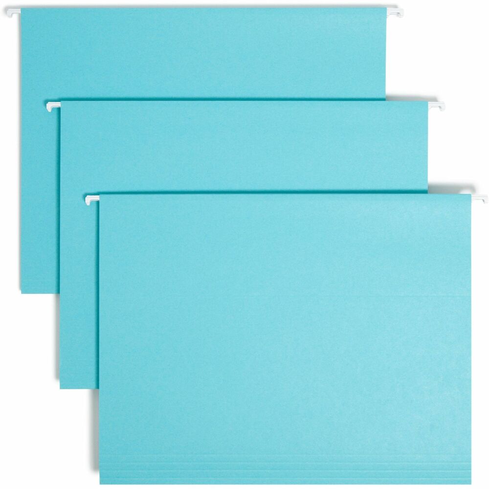 Image of Smead Hanging Folders w/Poly Tab, 1/5 Tab, Ltr, 25/BX, Aqua