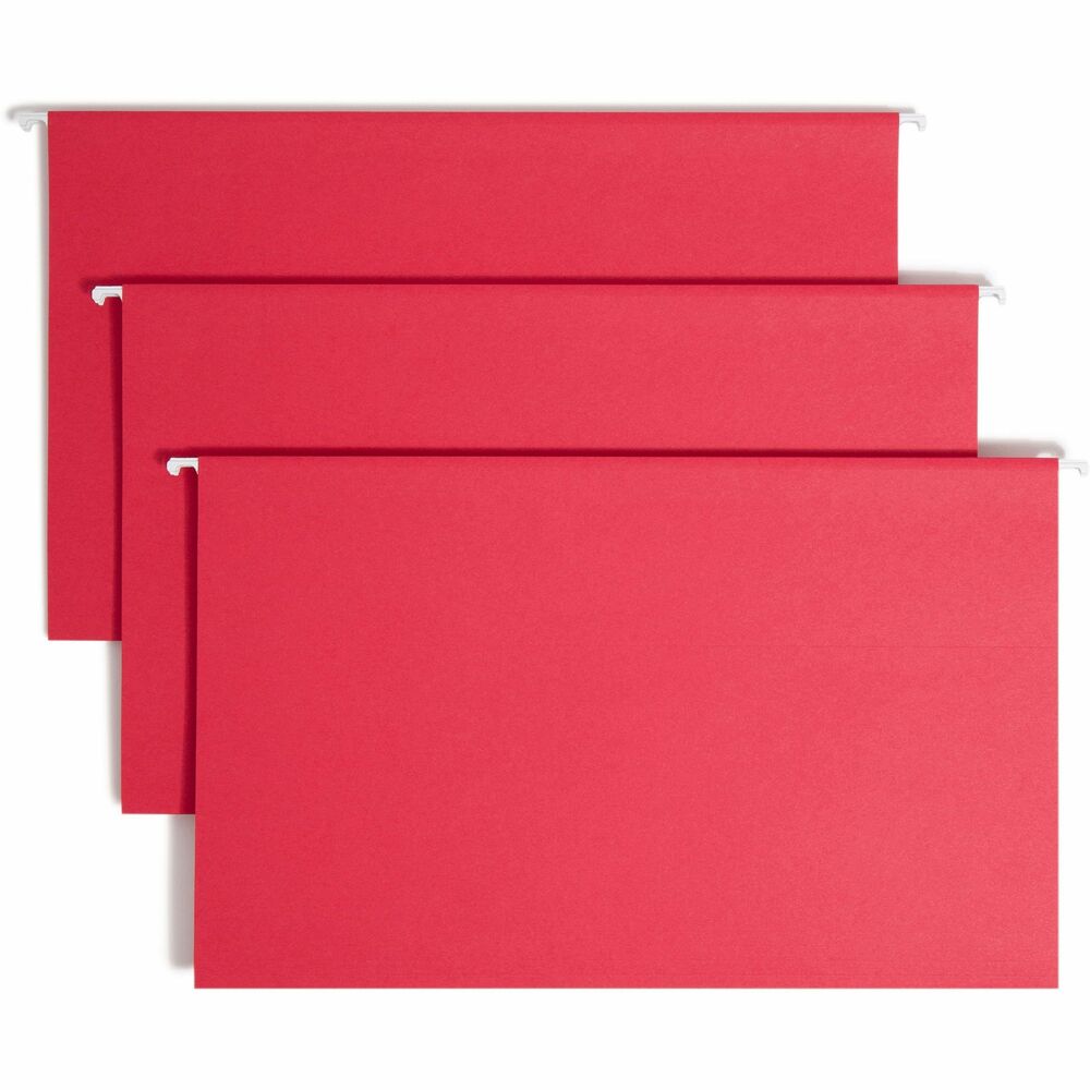 Image of Smead Hanging Folders w/Poly Tab, 1/5 Tab, Lgl, 25/BX, Red