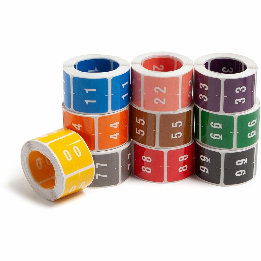Image of Smead Numeric Labels, 0-9, 1-1/2"x1-1/2", 250/RL,10RL/BX,AST