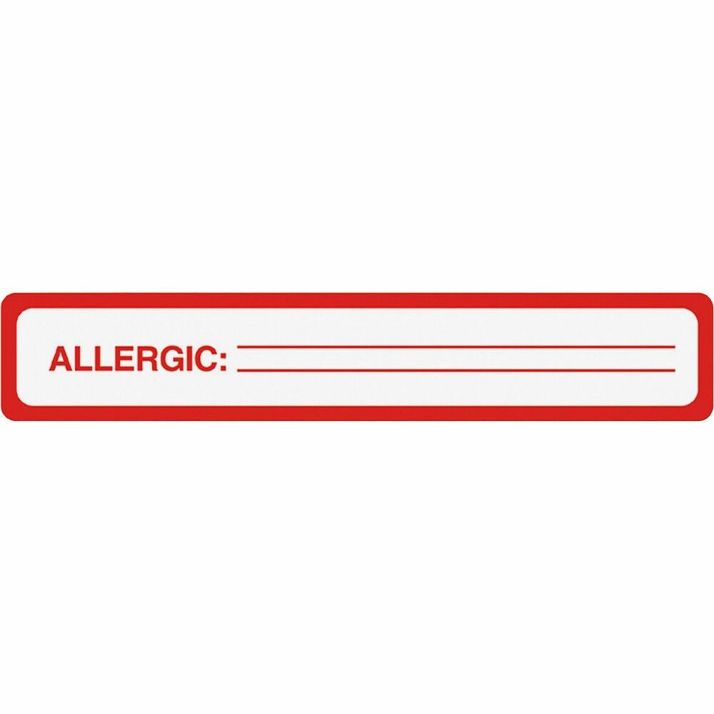 Image of Tabbies Allergy Label, 5-1/2"x1", 175/Roll, Red