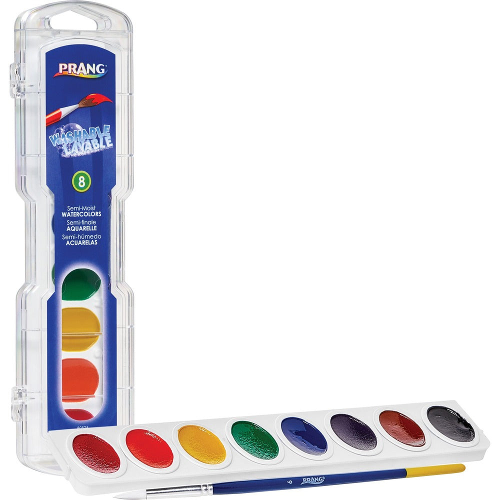 Image of Dixon Ticonderoga Company Watercolor Paint Set, w/Brush, Washable, 8/ST, Assorted