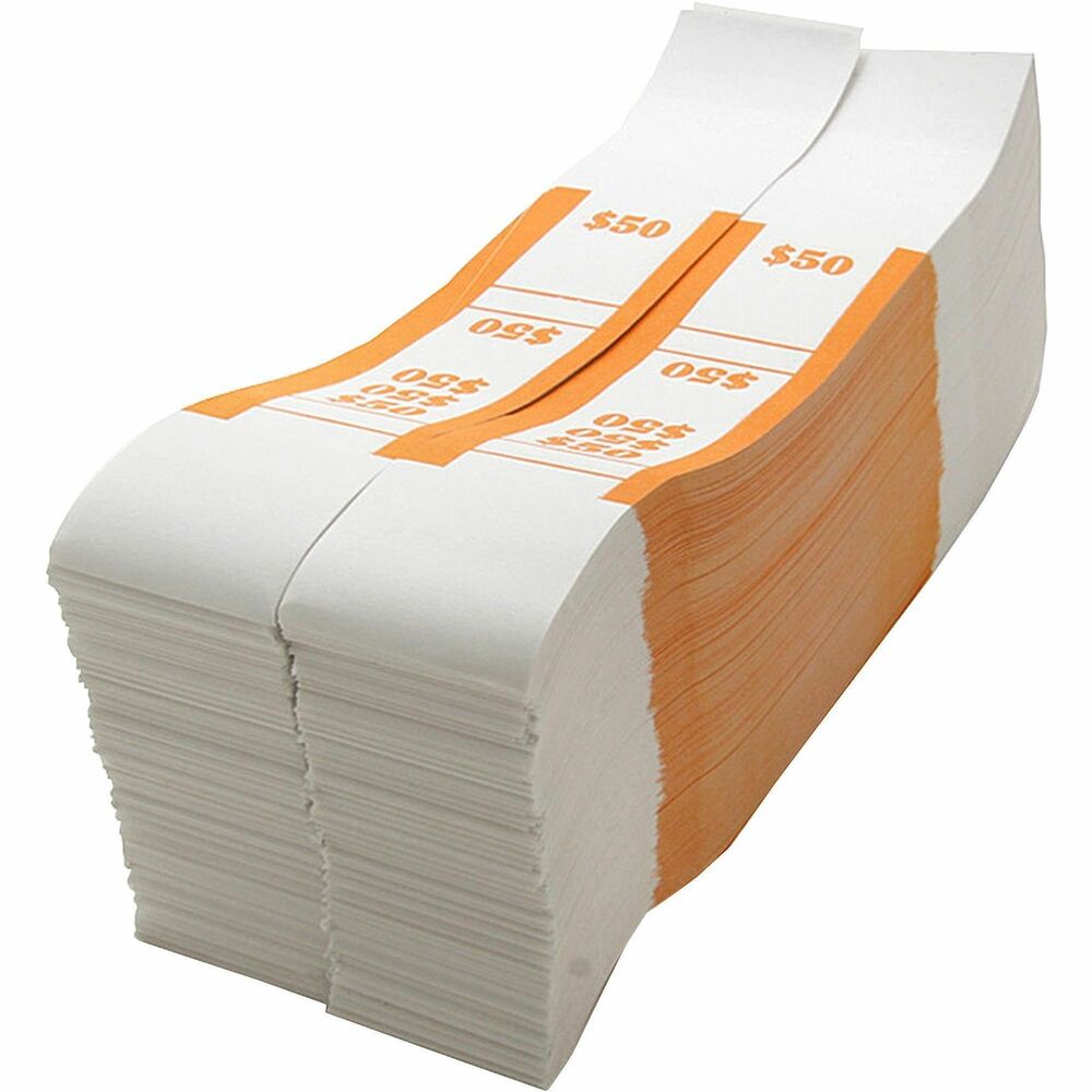 Image of Sparco Bill Strap,f/$1 Bills,$50 Capacity,1000/PK,White/Orange