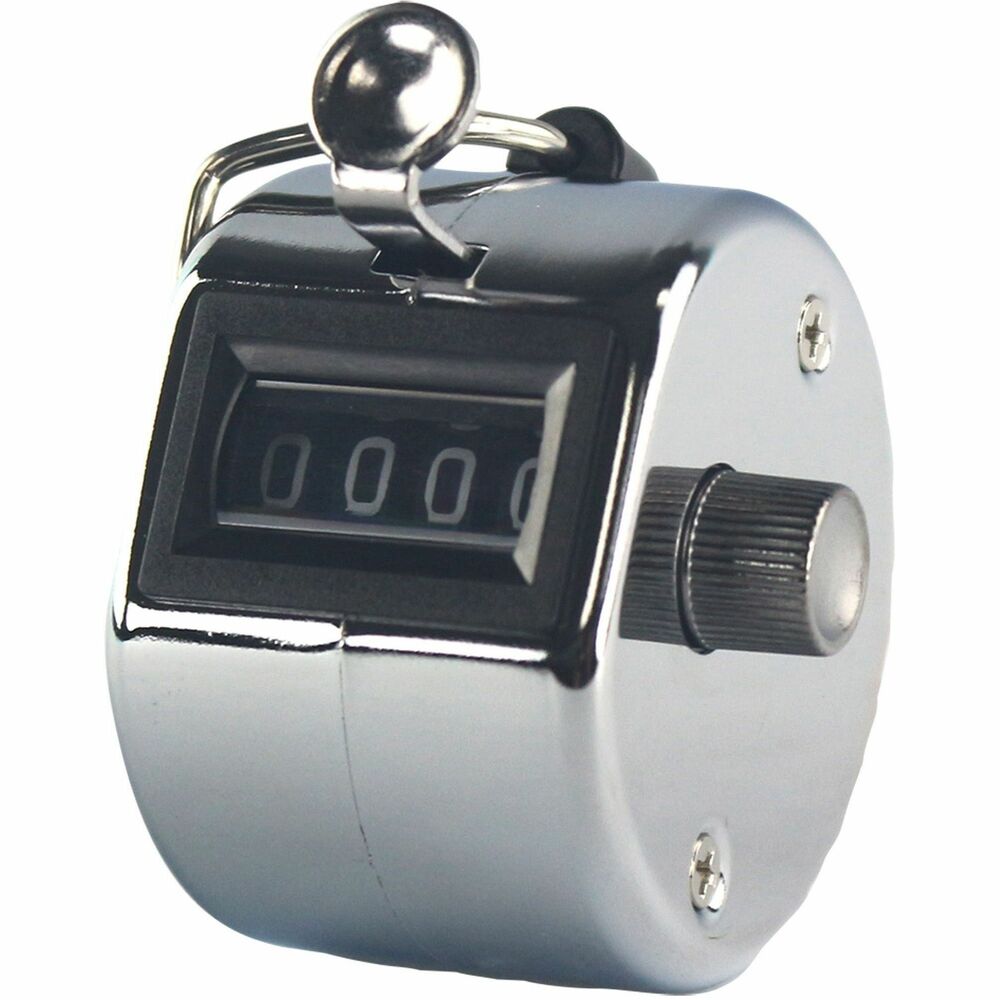 Image of Sparco Tally Counter, w/ Finger Ring, 4 Figure, Steel, Silver