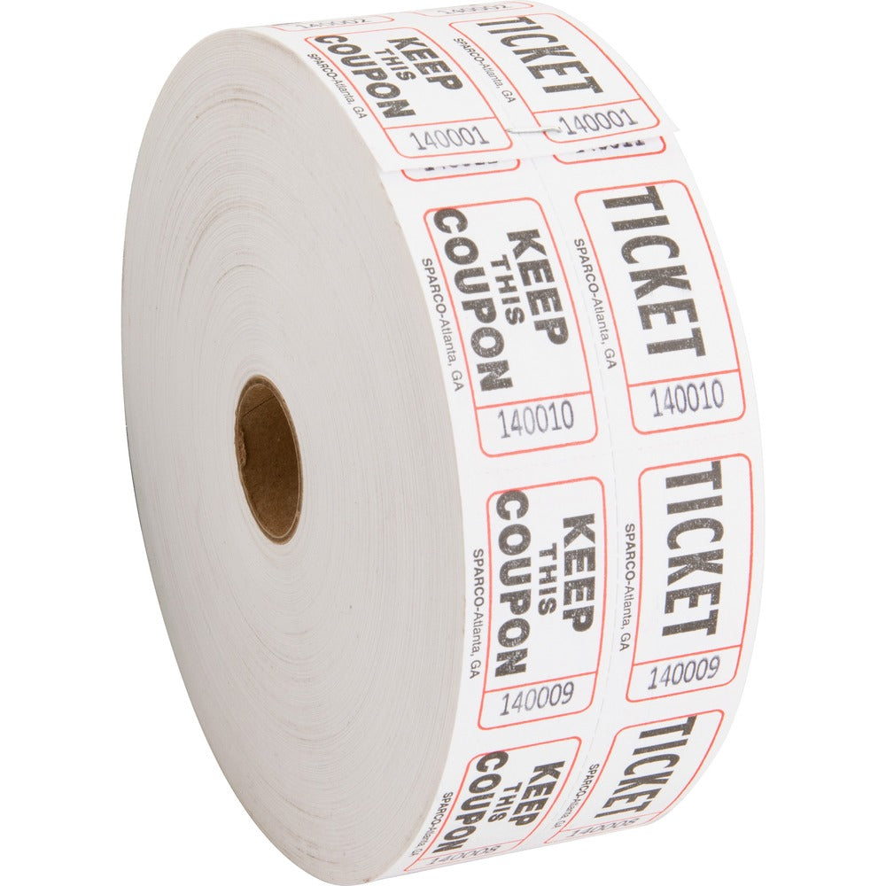 Image of Sparco Ticket Roll, Double w/Coupon, 2000/RL, White