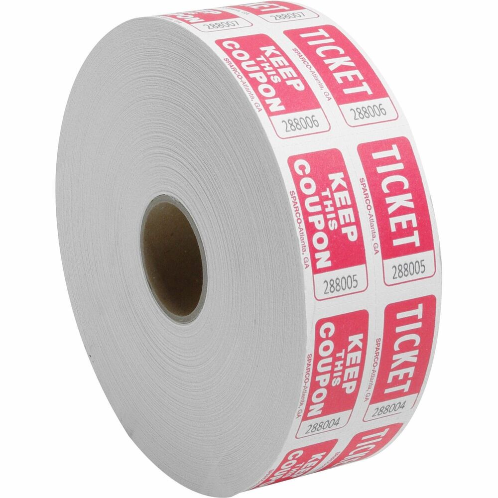 Image of Sparco Ticket Roll, Double w/Coupon, 2000/RL, Red