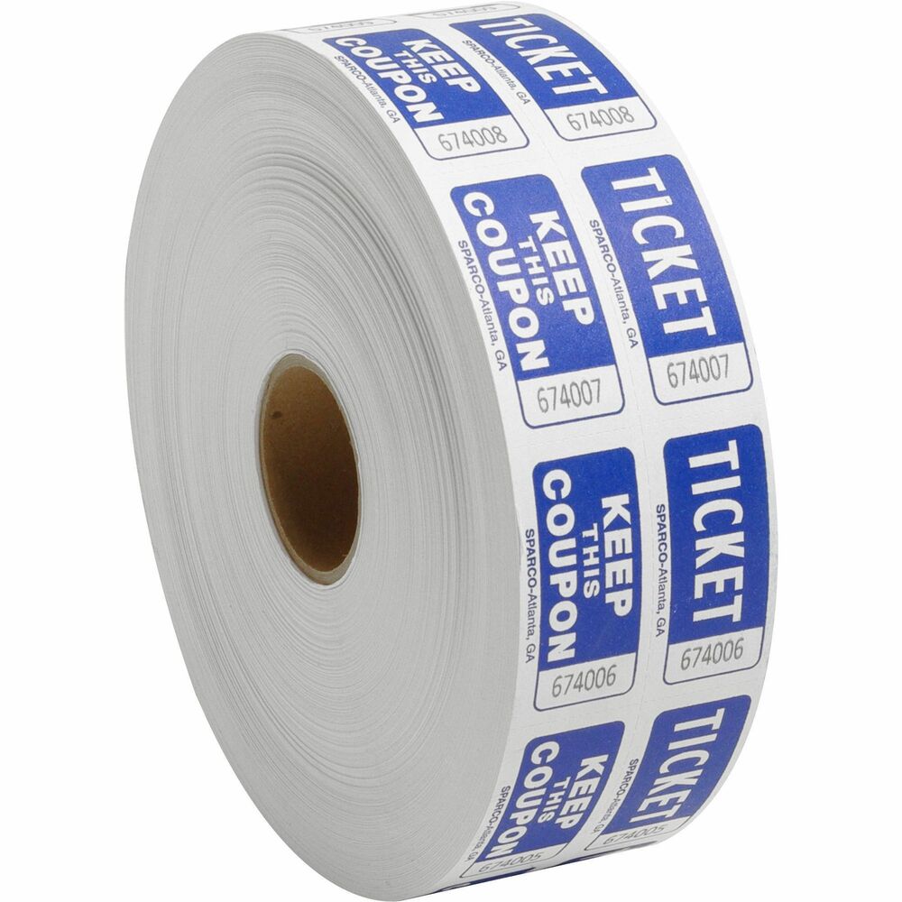 Image of Sparco Ticket Roll, Double w/Coupon, 2000/RL, Blue