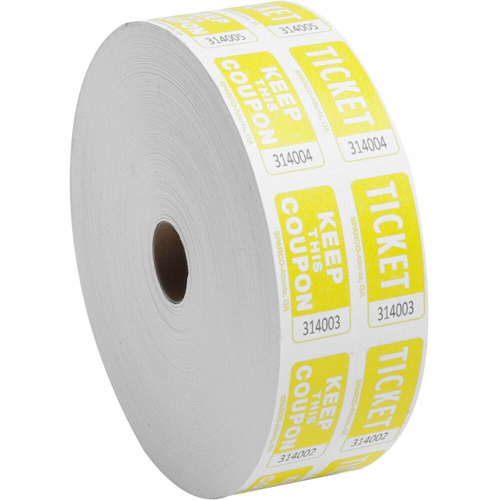 Image of Sparco Ticket Roll, Double w/Coupon, 2000/RL, Yellow