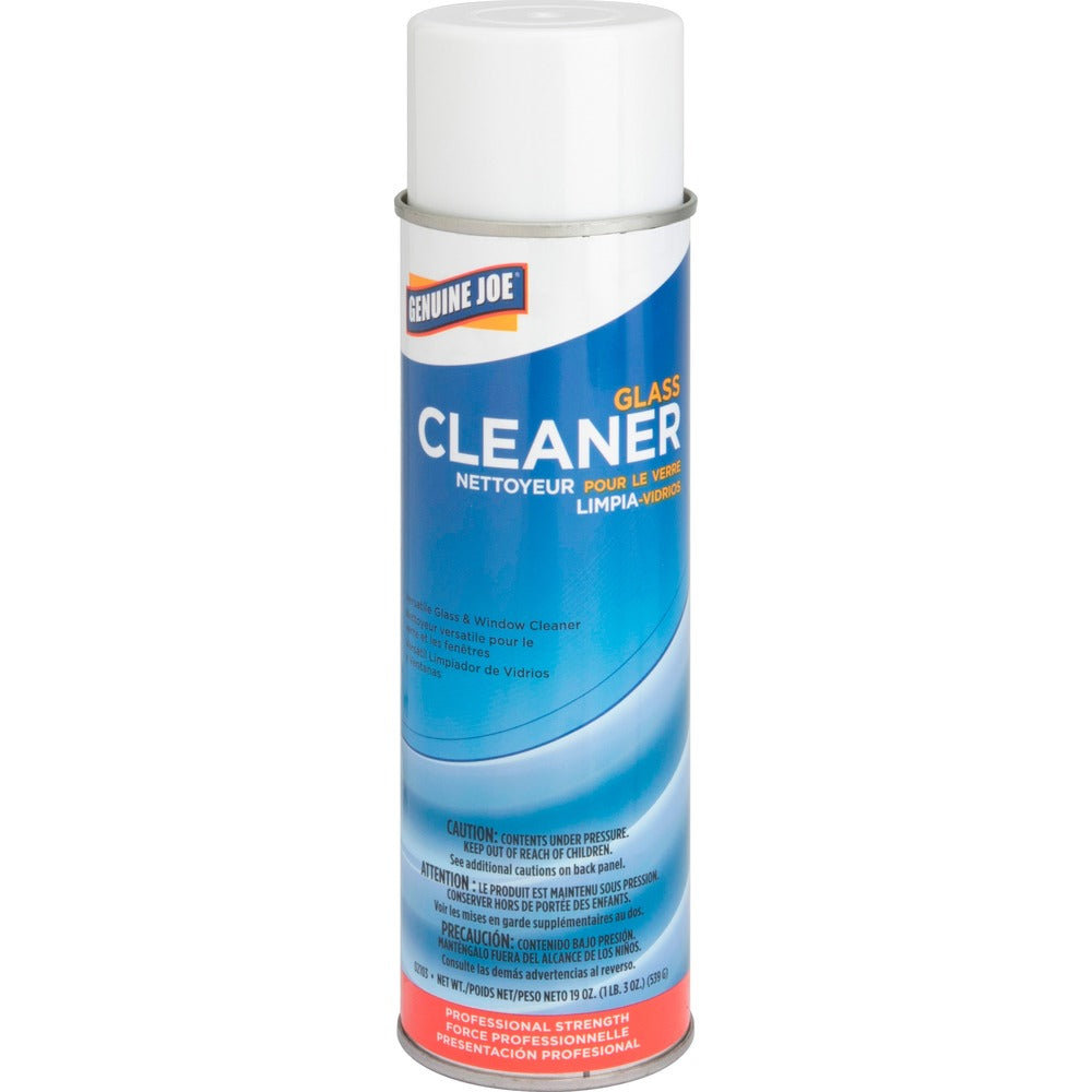 Image of Genuine Joe Glass Cleaner, Multisurface, Aerosol Can, 19 oz.