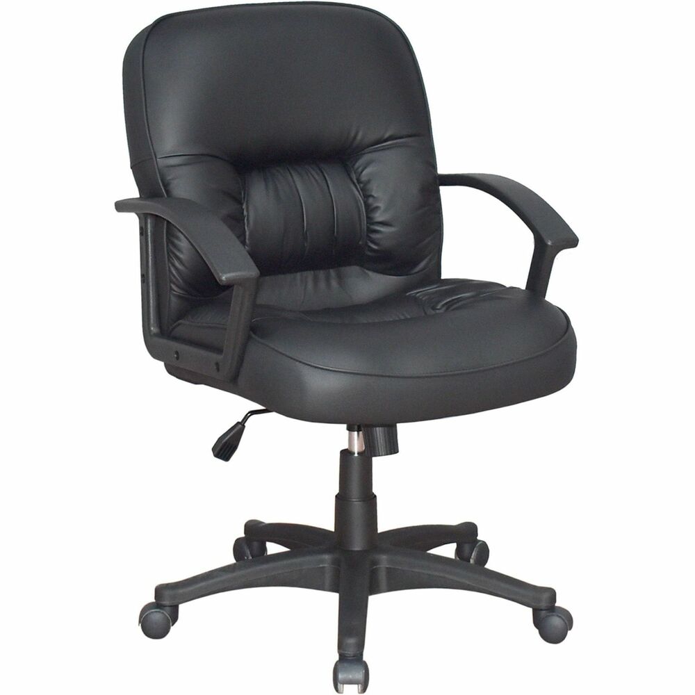 Image of Lorell Managerial Mid-Back Chair,25-3/4"x29"x38-1/2"-42",Black Lthr