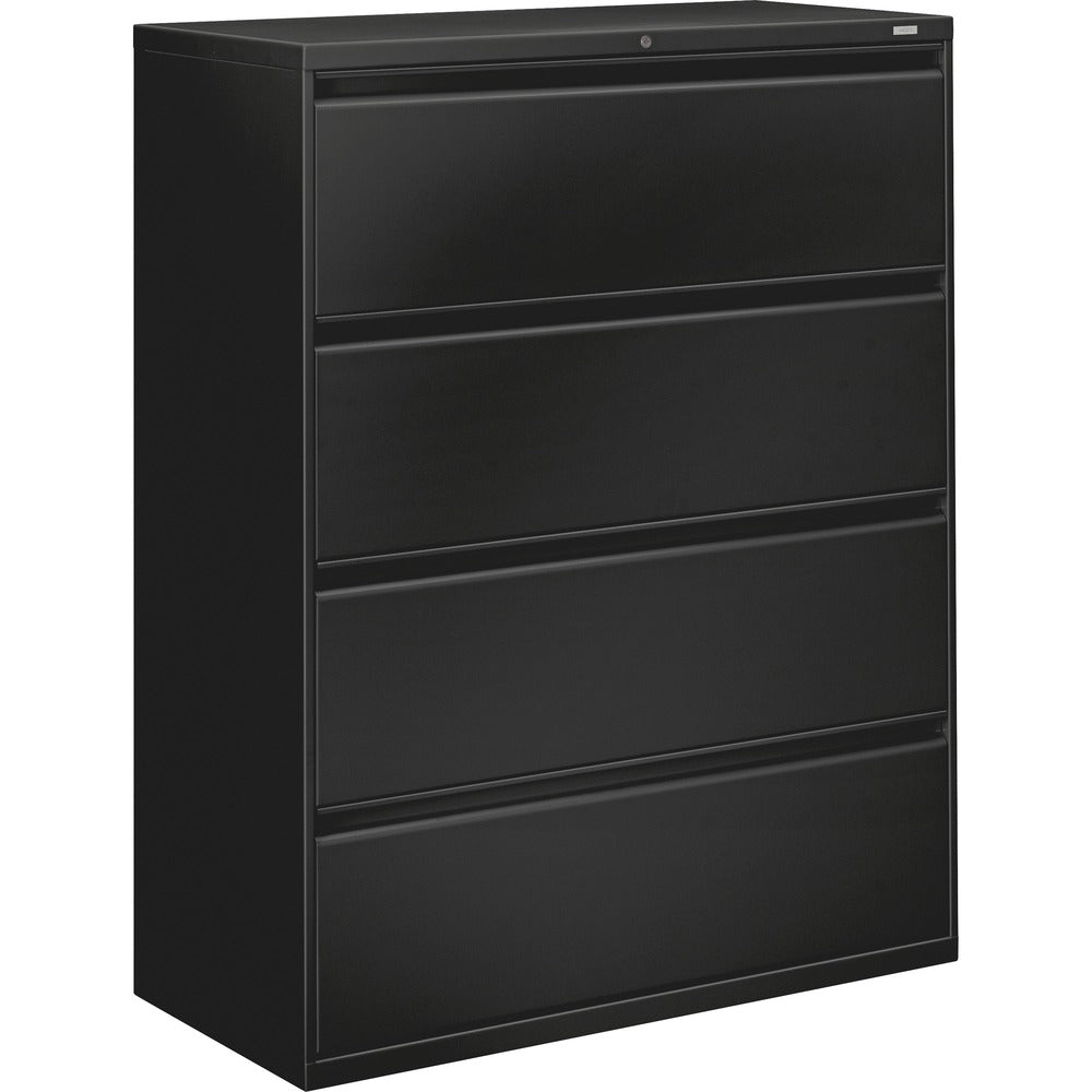 Image of The HON Company Lateral File, 4-Drawer, w/Lock, 42"x19-1/4"x53-1/4", Black