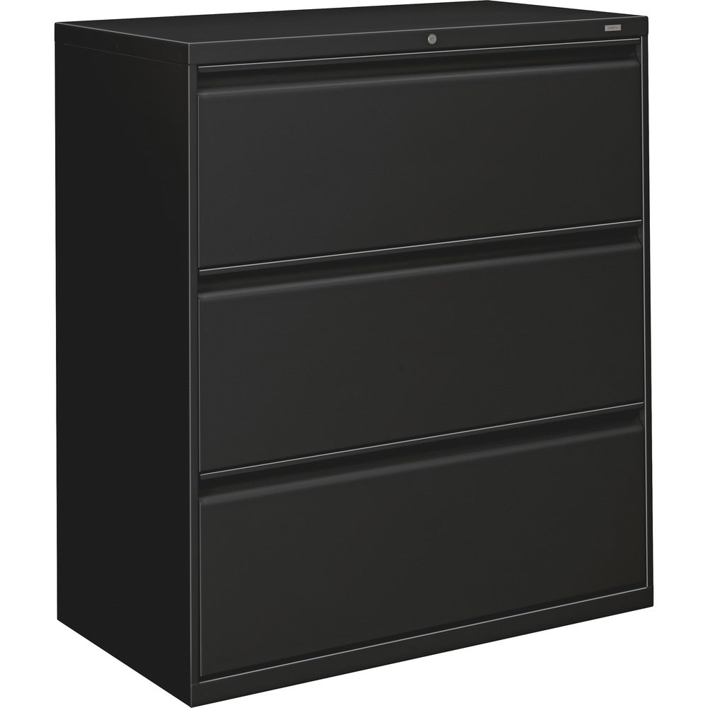 Image of The HON Company Lateral File, 3-Drawer, w/Lock, 36"x18"x39-1/8", Black
