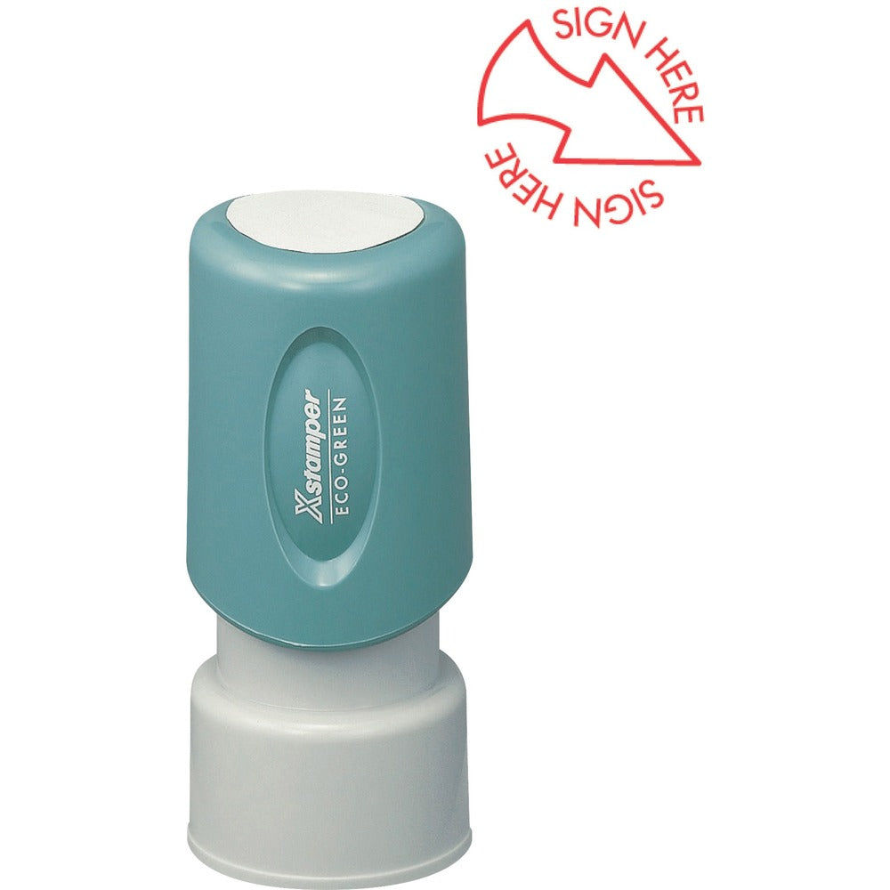 Image of Shachihata Inc Specialty Stamp,"Sign Here",5/8",Pre-Inked,Re-inkable,Red