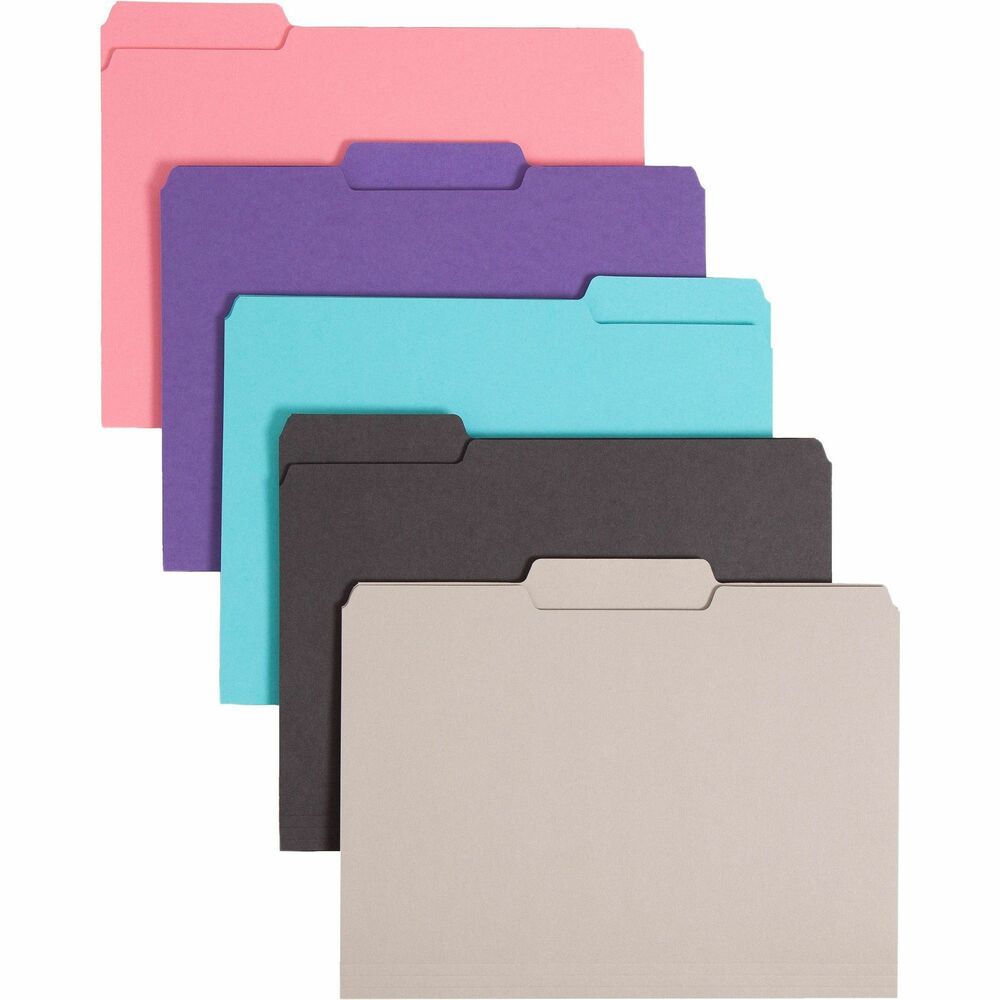 Image of Smead Interior Folders, 1/3 Ast. Tabs, Letter, 100/BX, Assorted