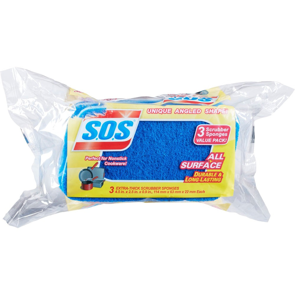 Image of Clorox Company Scrubber Sponge, All Surface, 3"x5-1/4", 3/PK, Blue