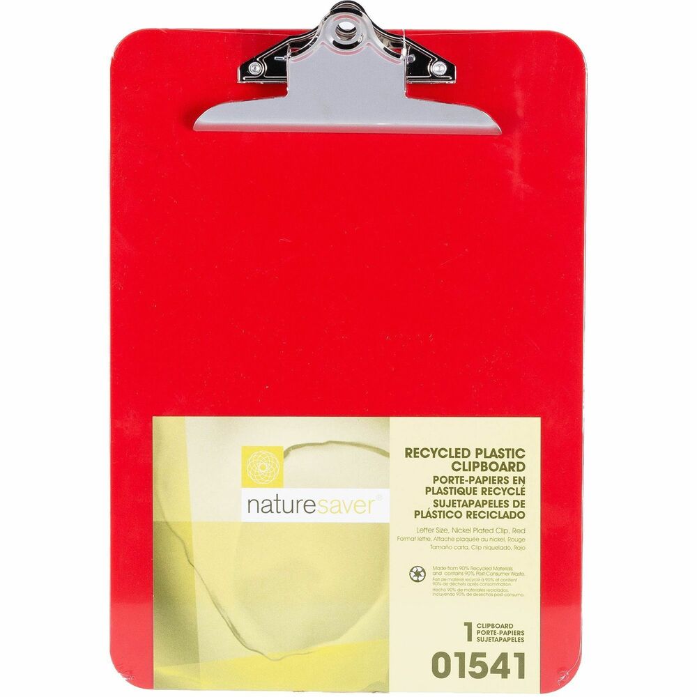 Image of Nature Saver Clipboard, Plastic, Recycled, 1" Cap, 9"x12", Red