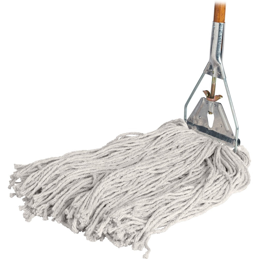 Image of Genuine Joe Complete Mop, 4-Ply, 15/16"x60" Wood Handle, 24 oz Head