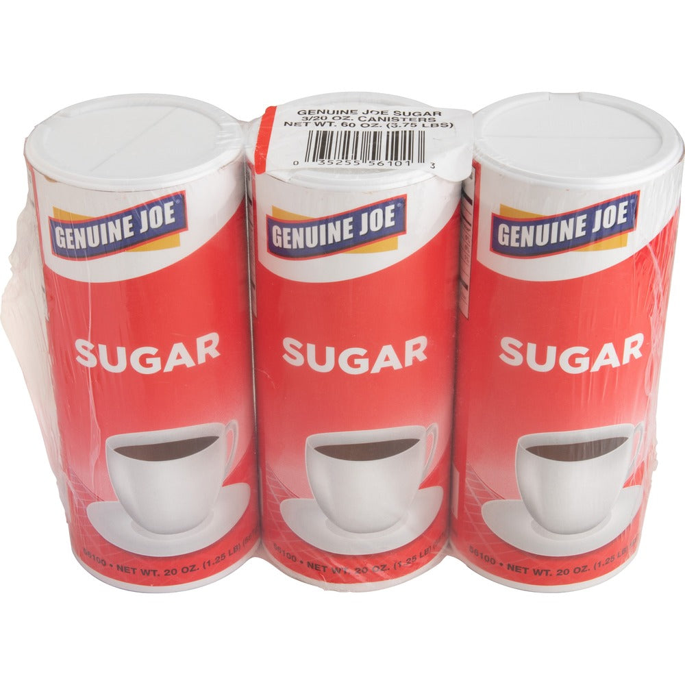 Image of Genuine Joe Sugar, Reclosable Lid, 20 oz. Canister, 3/PK