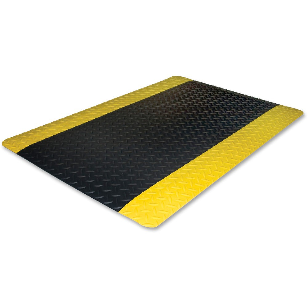 Image of Genuine Joe Floor Mat,Anti-Fatigue,Beveled Edge,2'x3',Black/Yellow