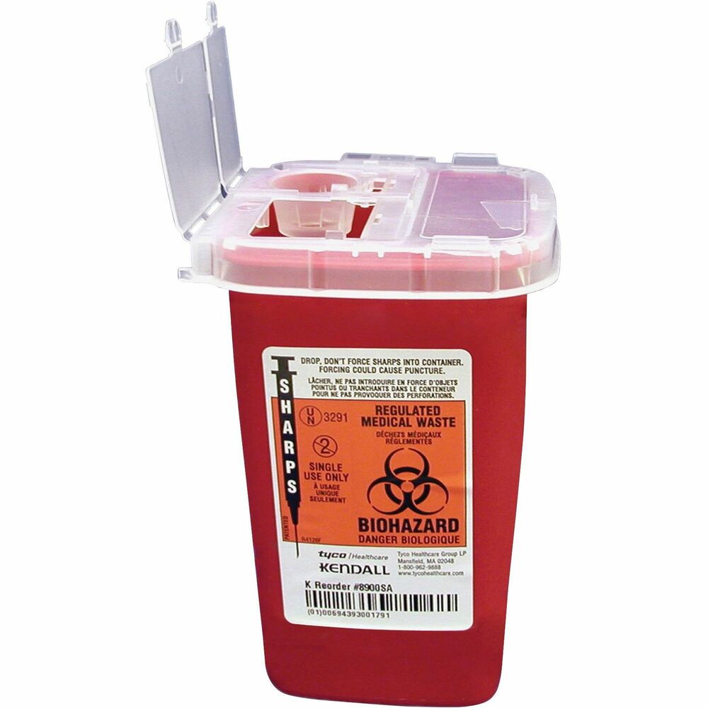 Image of Covidien Phlebotomy Sharps Container W/Clear Lid, Flip Top,1 Qt.,RD