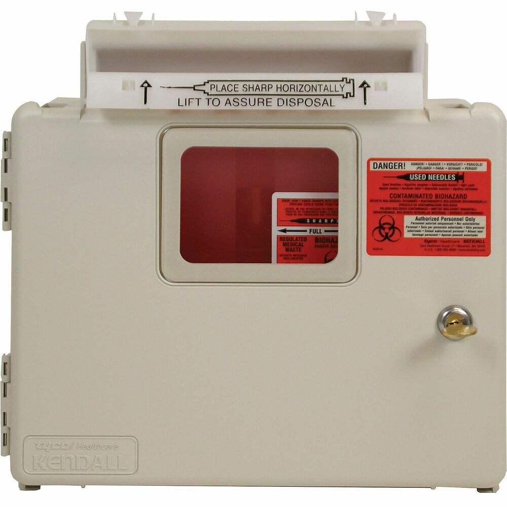 Image of Covidien Biohazard Wall Cabinet for Sharp Objects, w/ Lid, 5 Quart