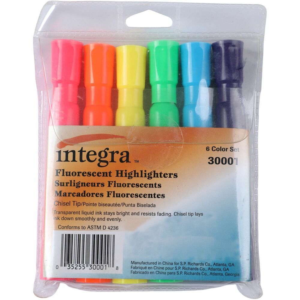 Image of Integra Desk Highlighter, Chisel Tip, 6 Color/ST, Assorted