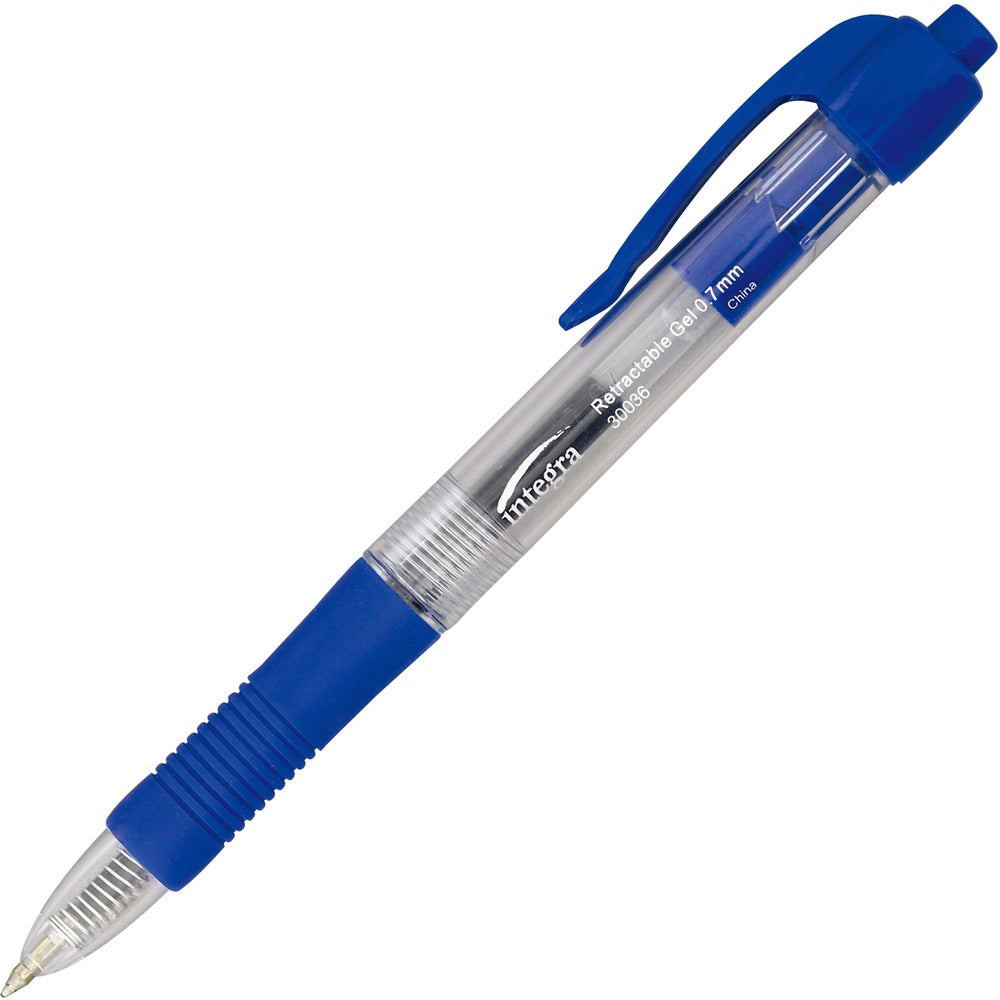 Image of Integra Gel Pens, Retractable, Comfort Grip, 0.7mm, 1 DZ, Blue
