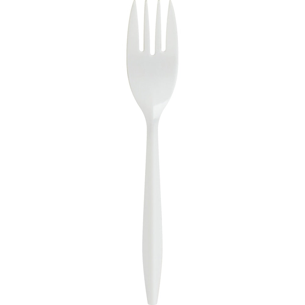 Image of Genuine Joe Fork, Plastic, Medium-weight, 1000/CT, White