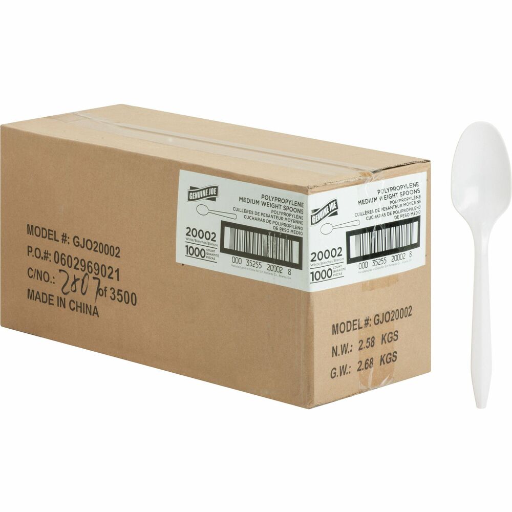 Image of Genuine Joe Spoon, Plastic, Medium-weight, 1000/CT, White