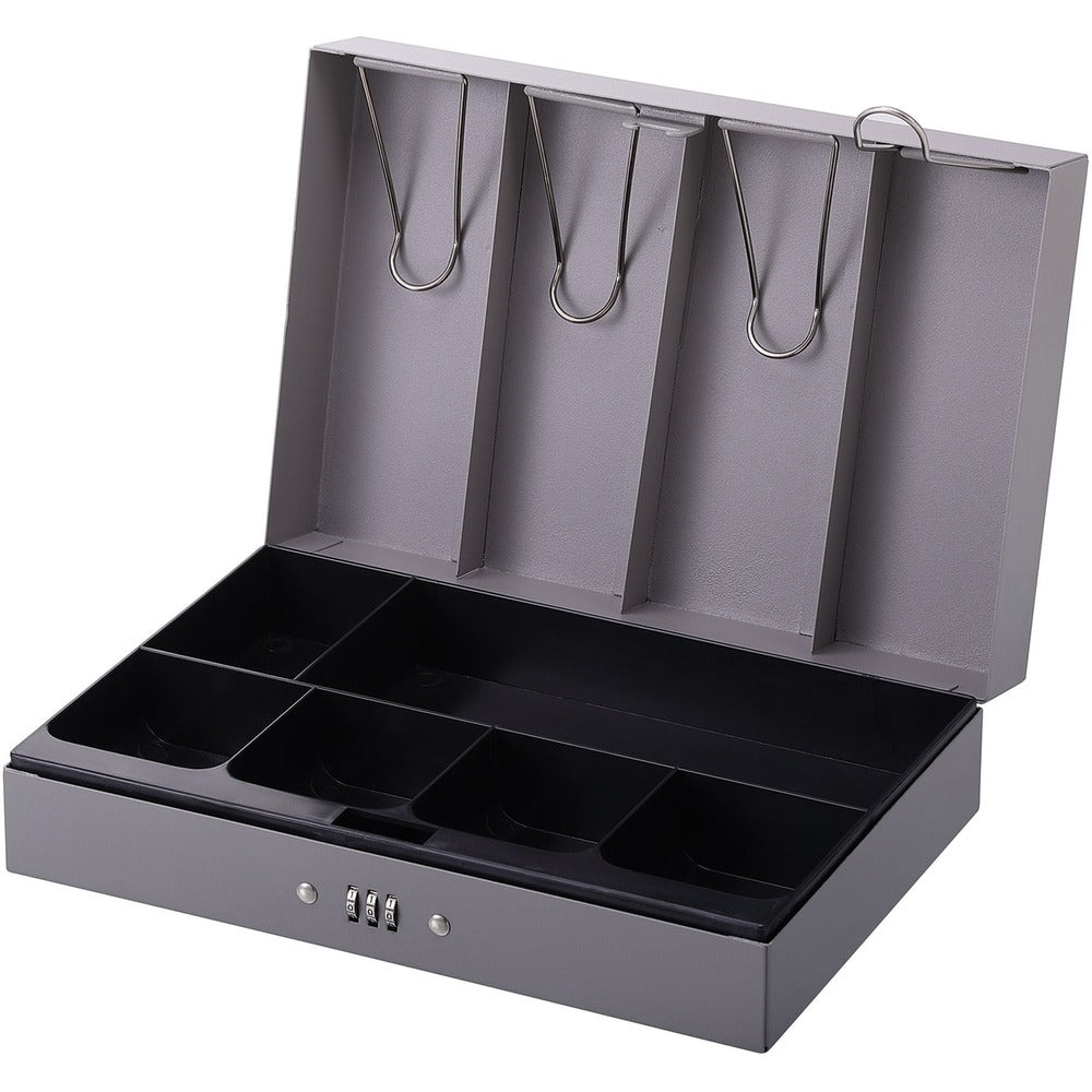 Image of Sparco Combination Lock Cash Box,Steel,11-1/2"x7-1/2"x3-1/8",Gray