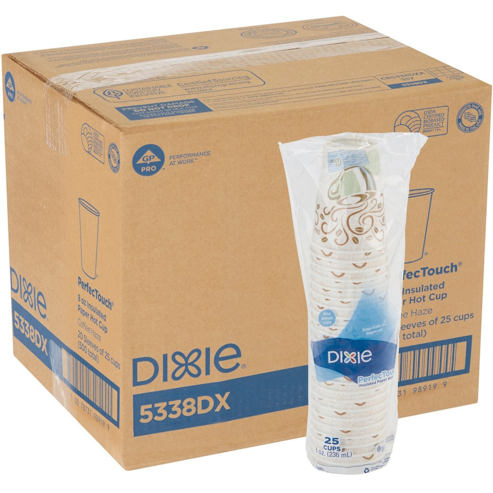 Image of Dixie Foods Hot Cups, Perfect Touch, Wise Size, 8 oz, 500/CT, Multi