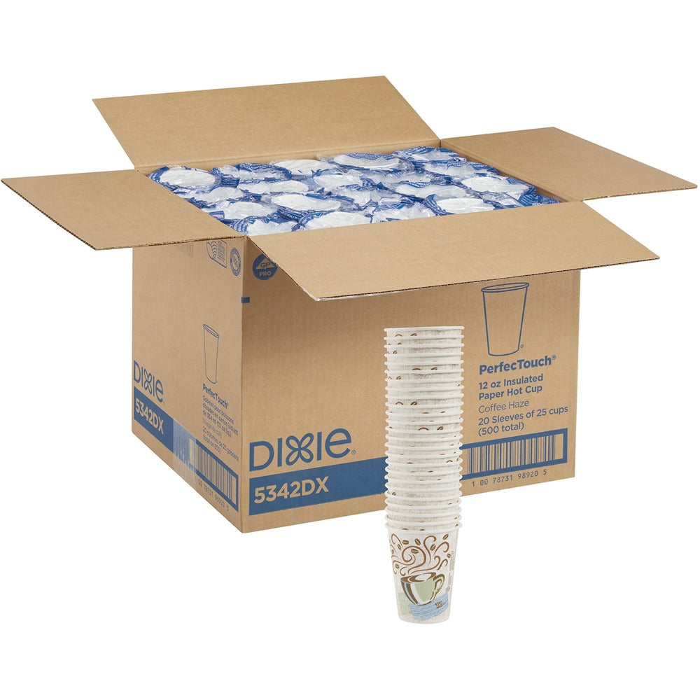 Image of Dixie Foods Hot Cups, Perfect Touch, Wise Size, 12 oz, 500/CT, Multi