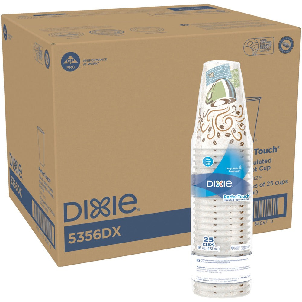 Image of Dixie Foods Hot Cups, Perfect Touch, Wise Size, 16 oz, 500/CT, Multi