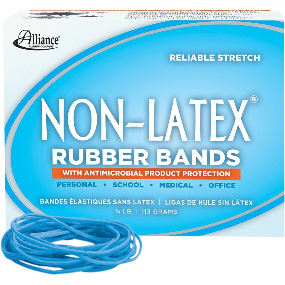 Image of Alliance Rubber Company Antimicrobial Rubber Bands,1/4lb,3-1/2"x1/16",360/BX,Cy.Blue