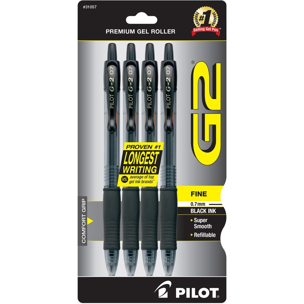 Image of Pilot Gel Pen,Retractable,Refillable,Fine,4/PK,Black