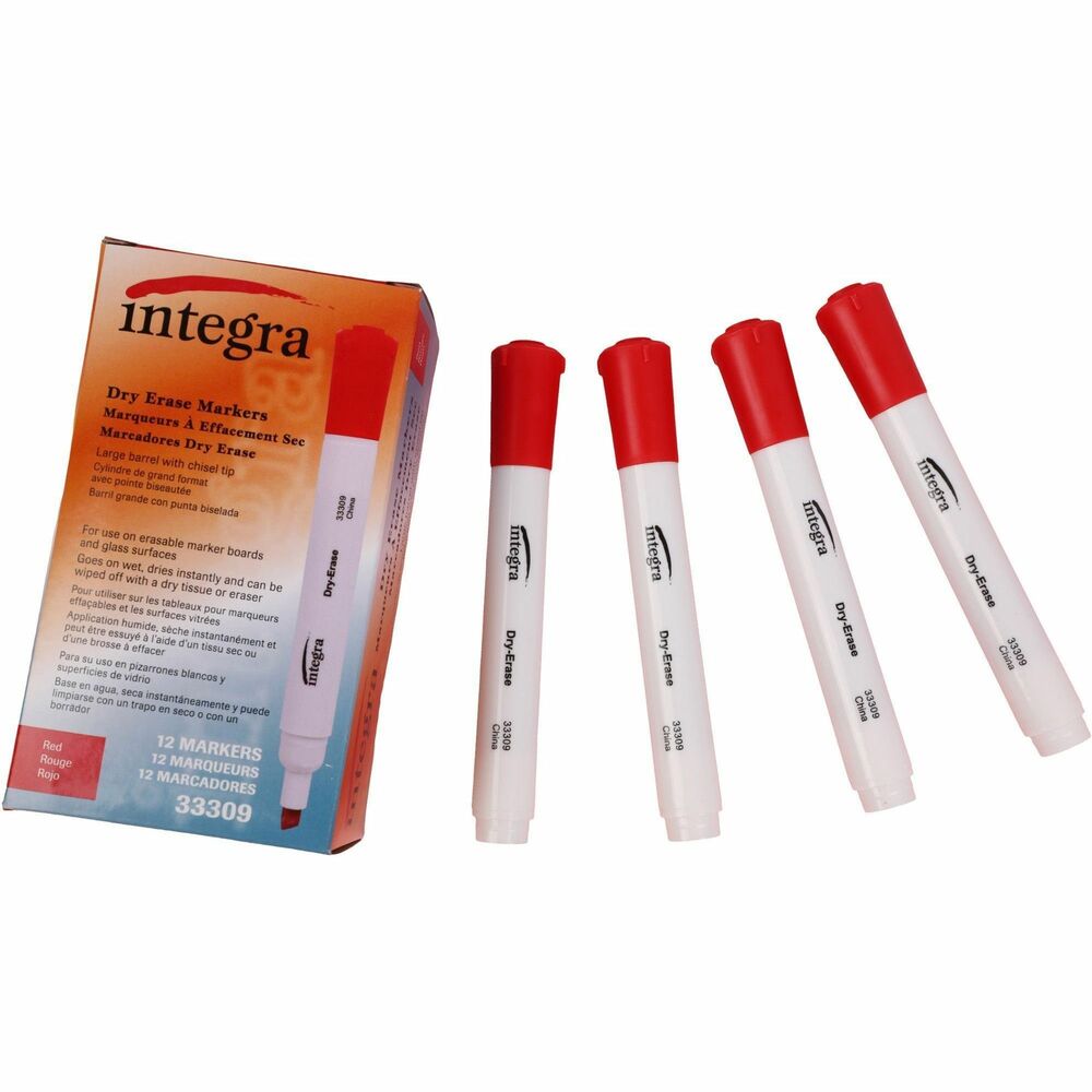 Image of Integra Dry-Erase Marker, Chisel Tip, Red