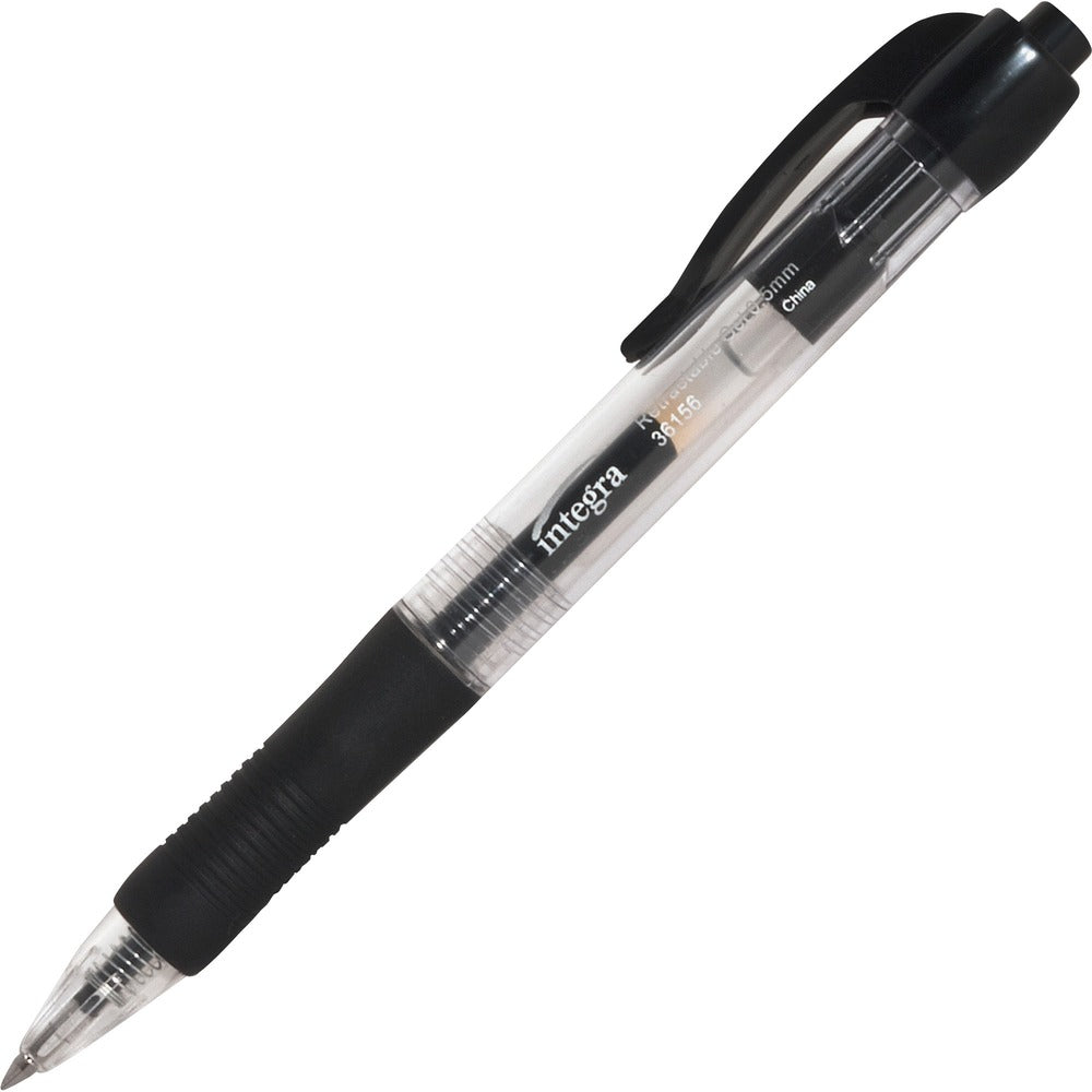 Image of Integra Gel Pen,Retractable,Permanent,.5mm Point,Black Barrel/Ink
