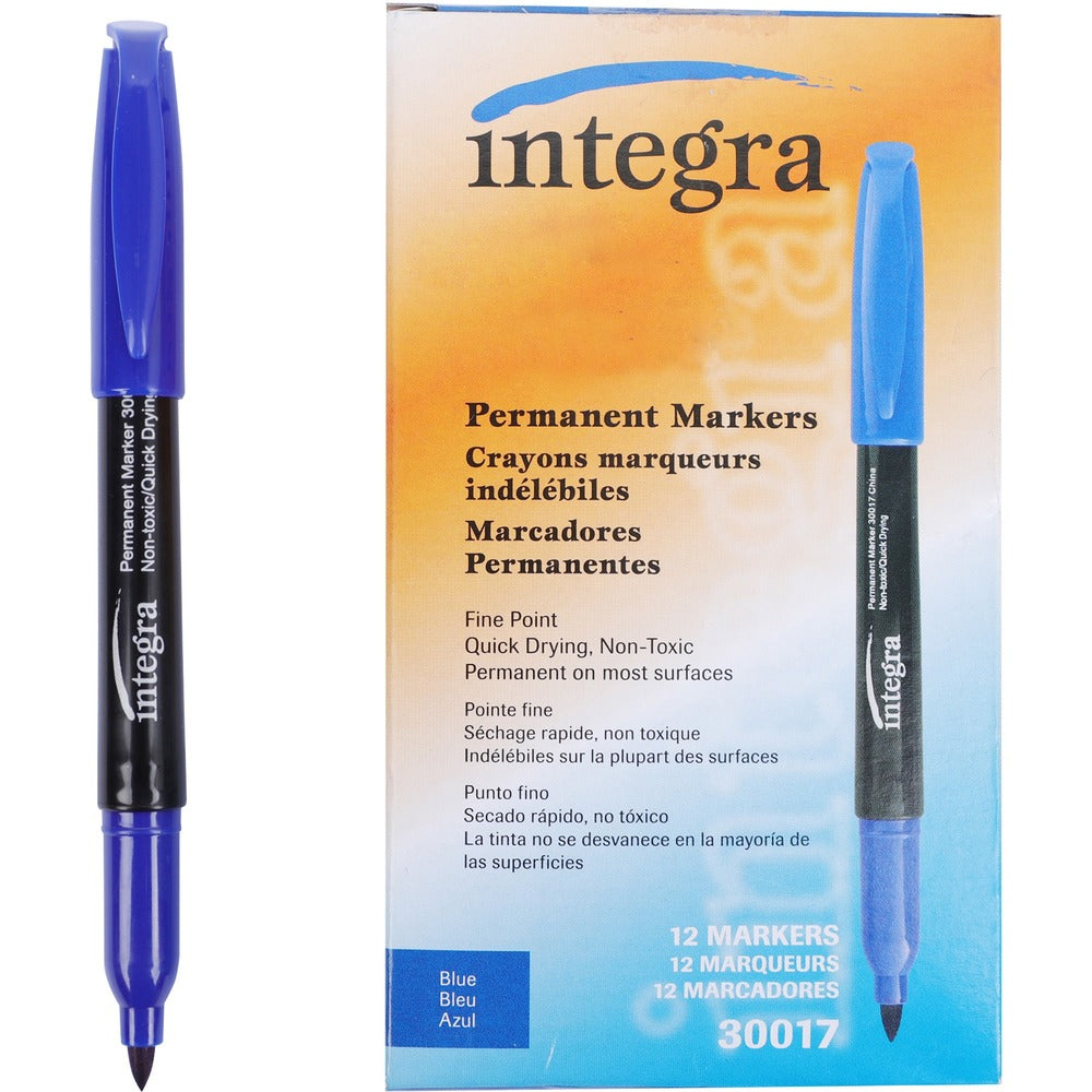 Image of Integra Permanent Marker,Fine Point,Fade/Water Resistant,Blue