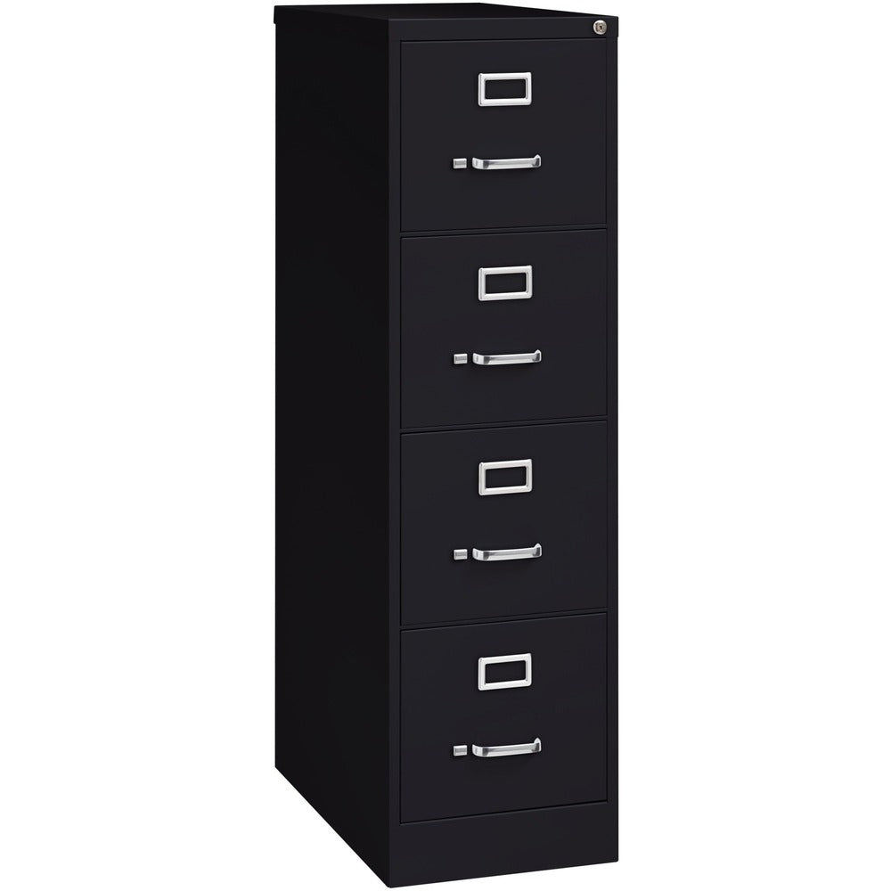 Image of Lorell 4-Drawer Vertical File, w/ Lock, 15"x26-1/2"x52", Black