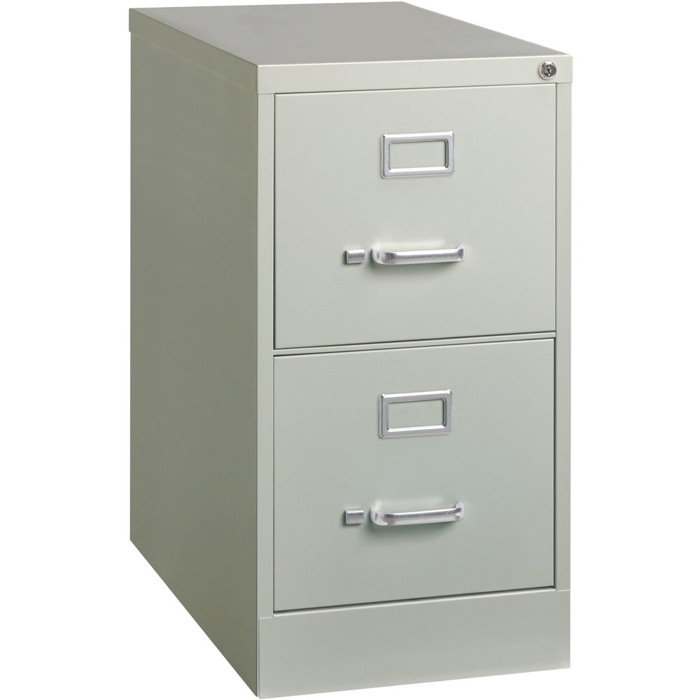 Image of Lorell 2-Drawer Vertical File,w/ Lock,15"x26-1/2"x28-3/8",Lt Gray