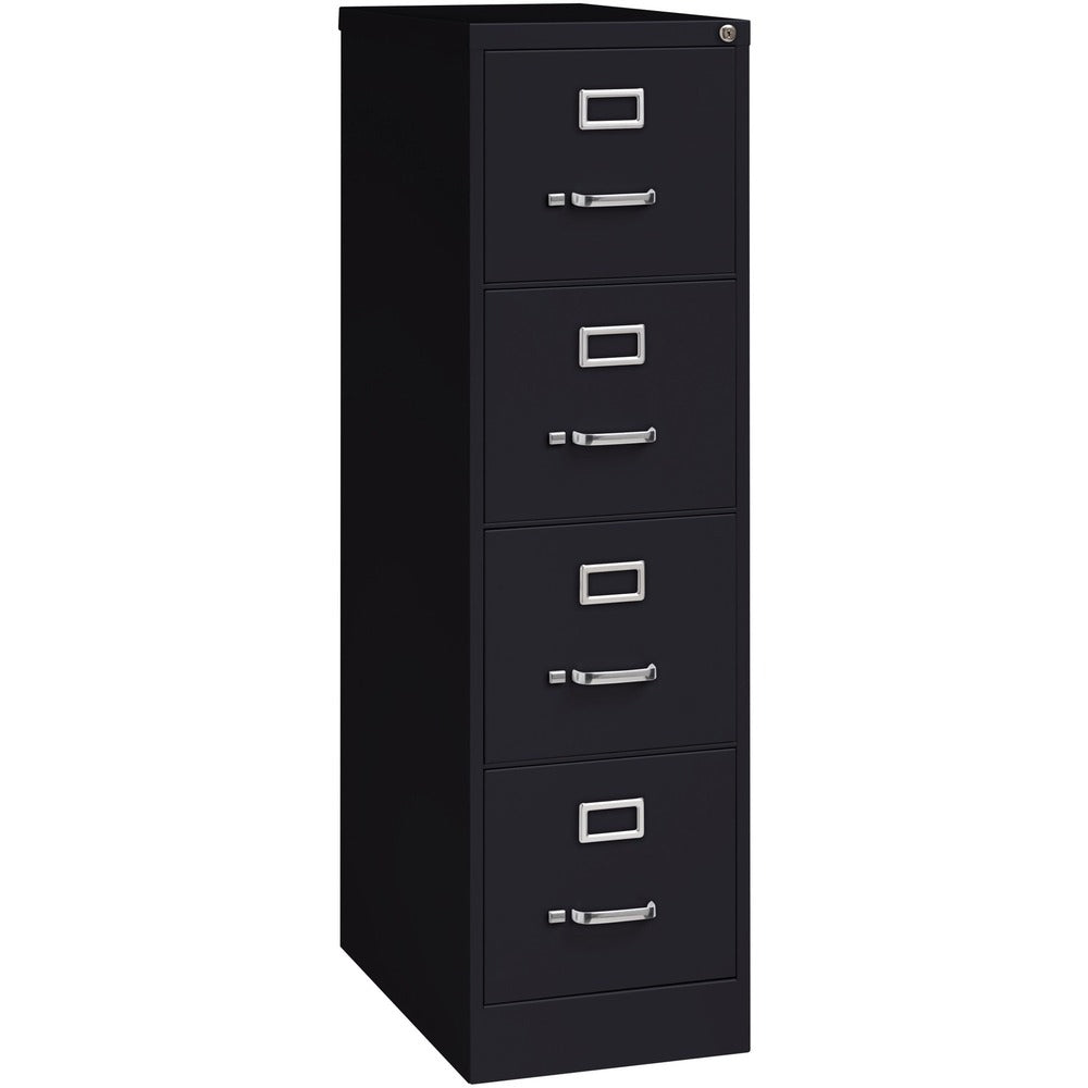 Image of Lorell 4-Drawer Vertical File, w/ Lock, 15"x25"x52", Black