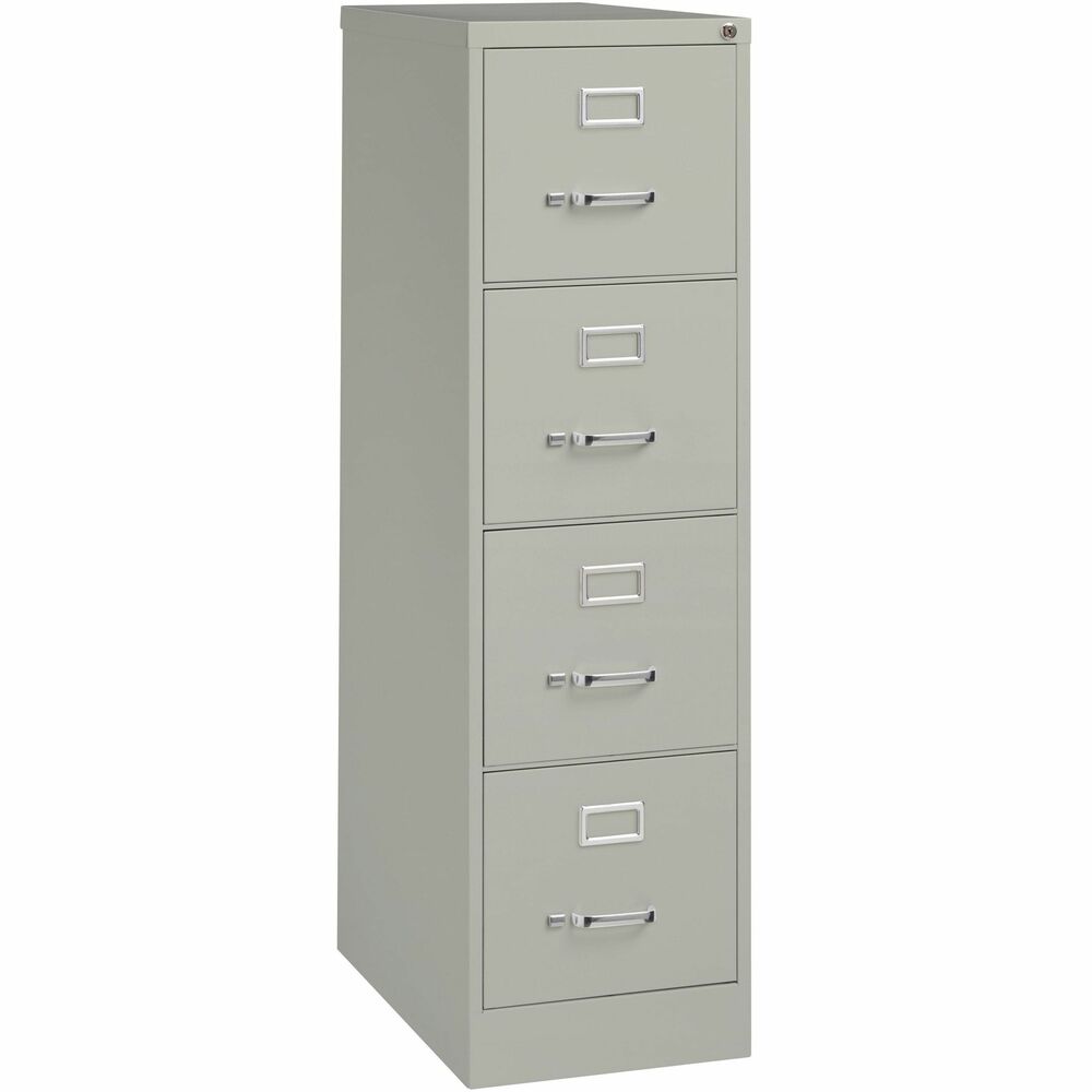 Image of Lorell 4-Drawer Vertical File, w/ Lock, 15"x25"x52", Light Gray