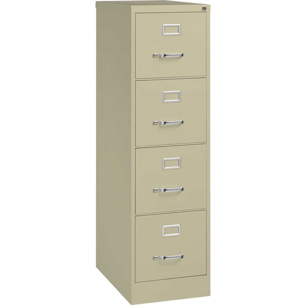 Image of Lorell 4-Drawer Vertical File, w/ Lock, 15"x25"x52", Putty