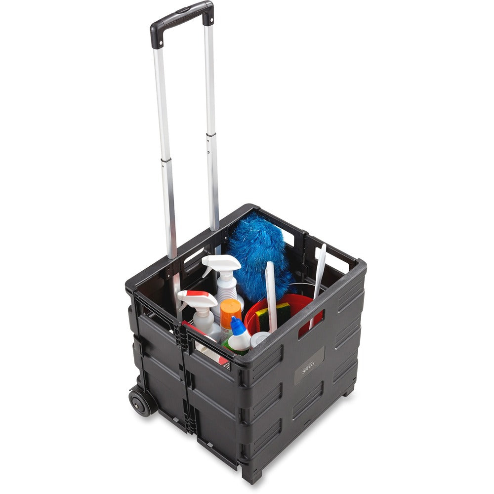 Image of Safco Folding Caddy, 50 lb Cap, 16-1/2"x3-1/2"to14-1/2"x39", BK