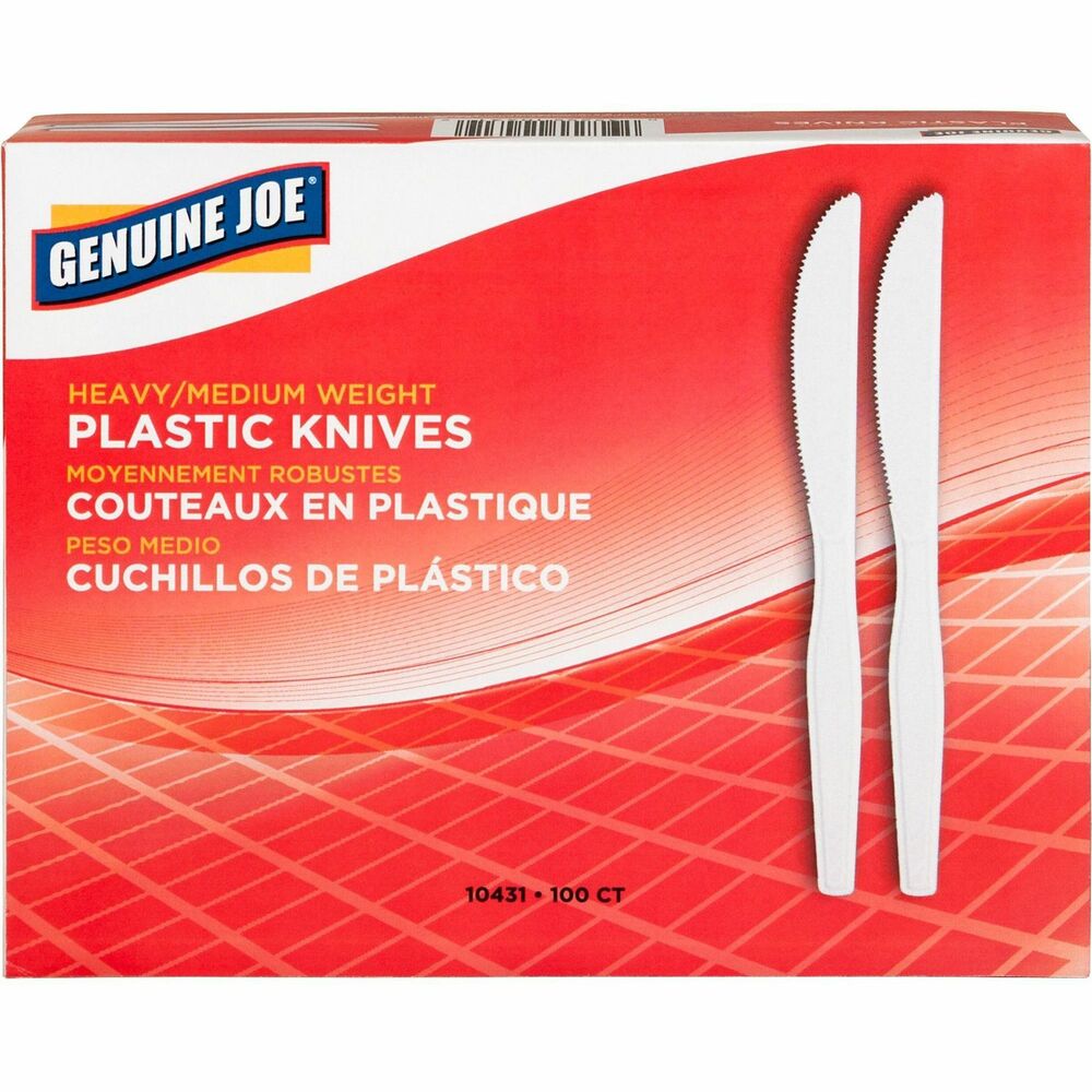 Image of Genuine Joe Knife, Heavyweight, Polystyrene, 100/BX, White