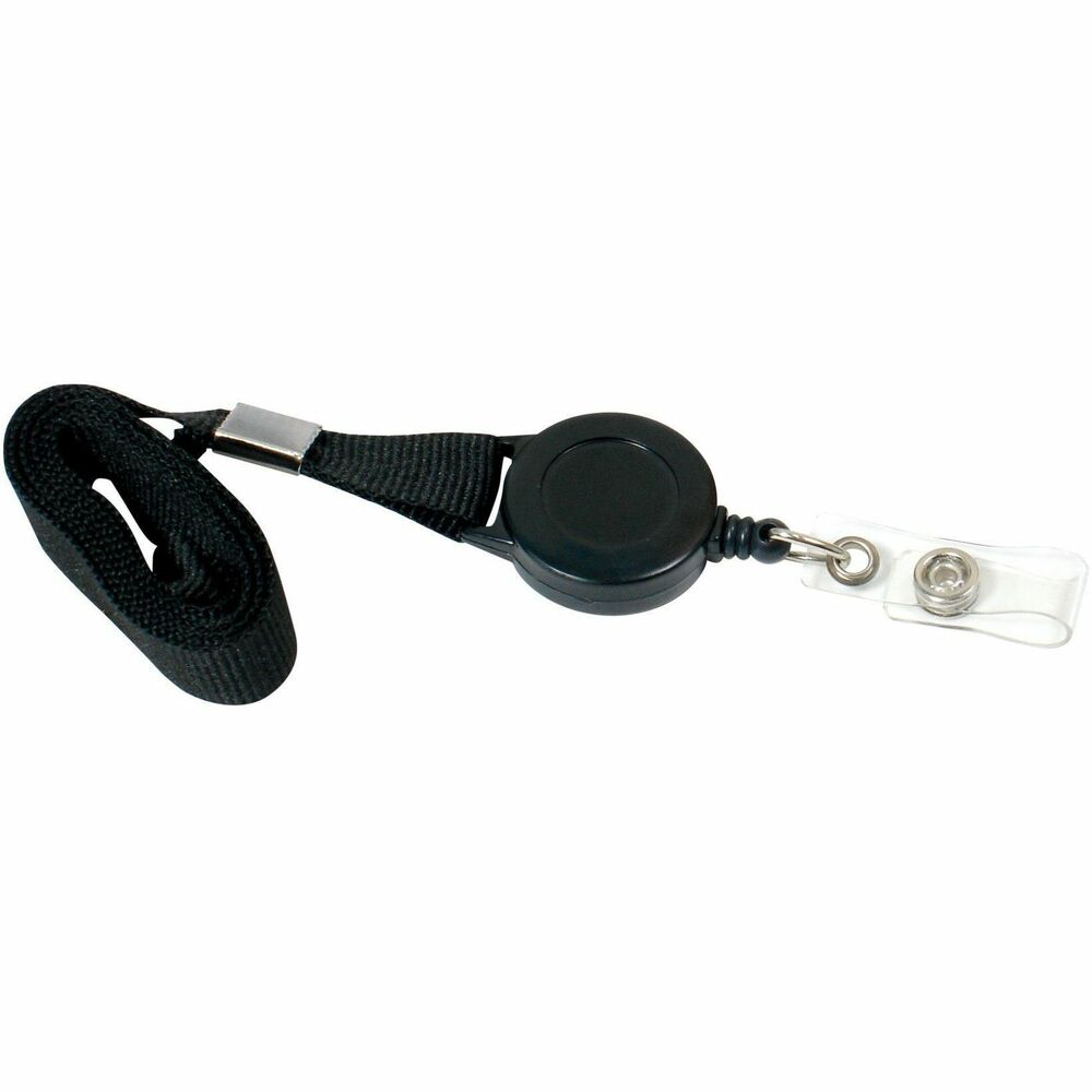 Image of Baumgartens Lanyard Card Reel, Extends 24", 12/PK, Black