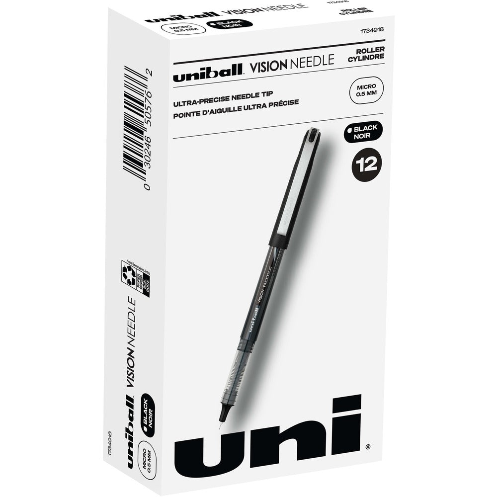 Image of uni-ball Corporation Rollerball Pen,Soft Grip,Needle Tip,0.5mm,Black Ink