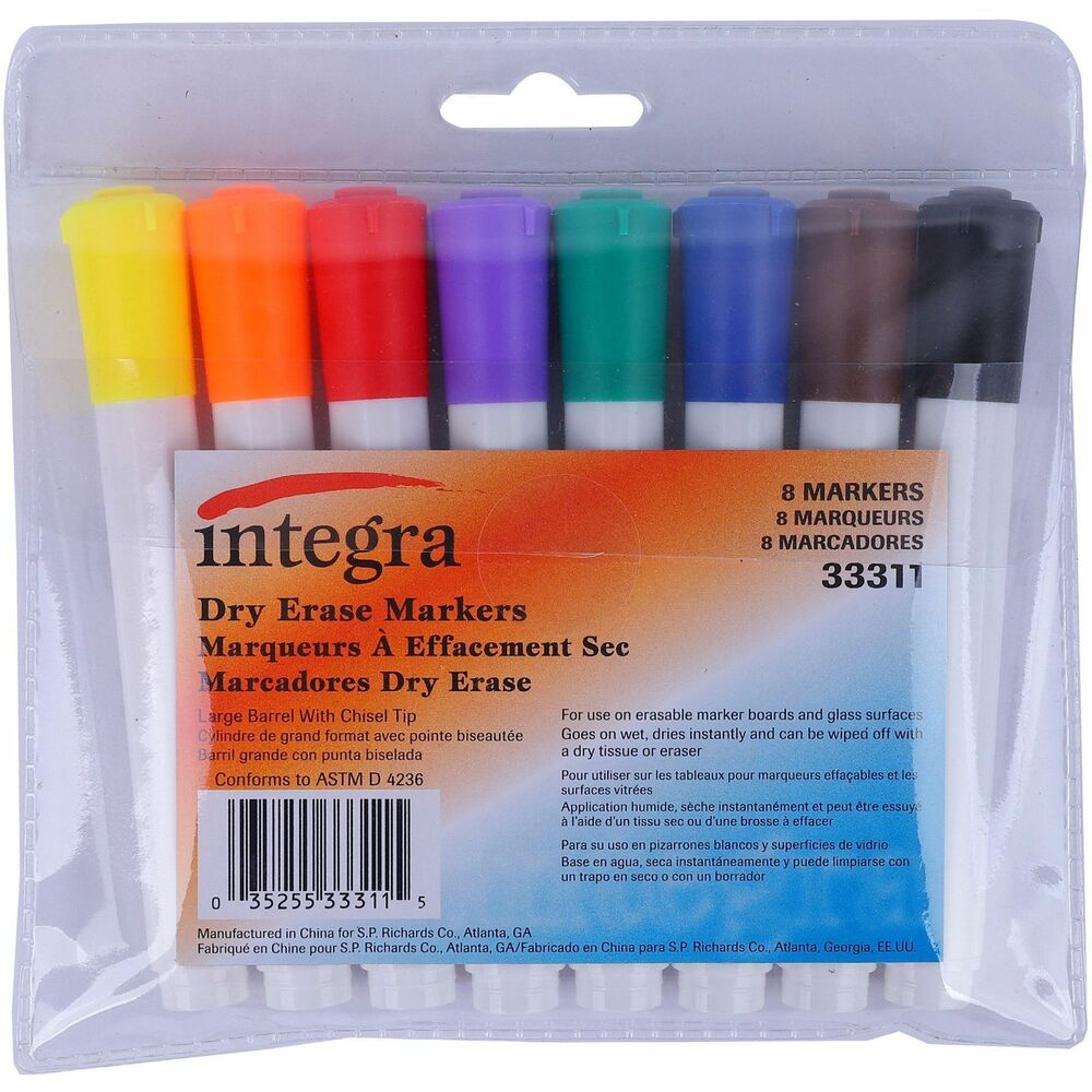 Image of Integra Dry-Erase Marker, Large Barrel, Chisel Tip, 8 Color/ST, AST